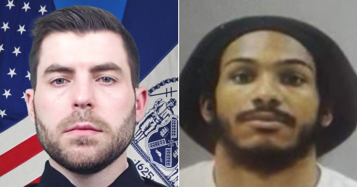 New York police say Officer Jonathan Diller, left, was shot and killed by Guy Rivera, right.