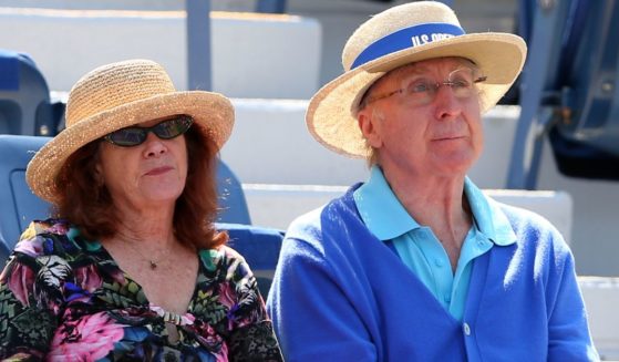 Gene Wilder, right, and Karen Boyer, left, attend Day Five of the 2012 U.S. Open in New York City on Aug. 31, 2012.