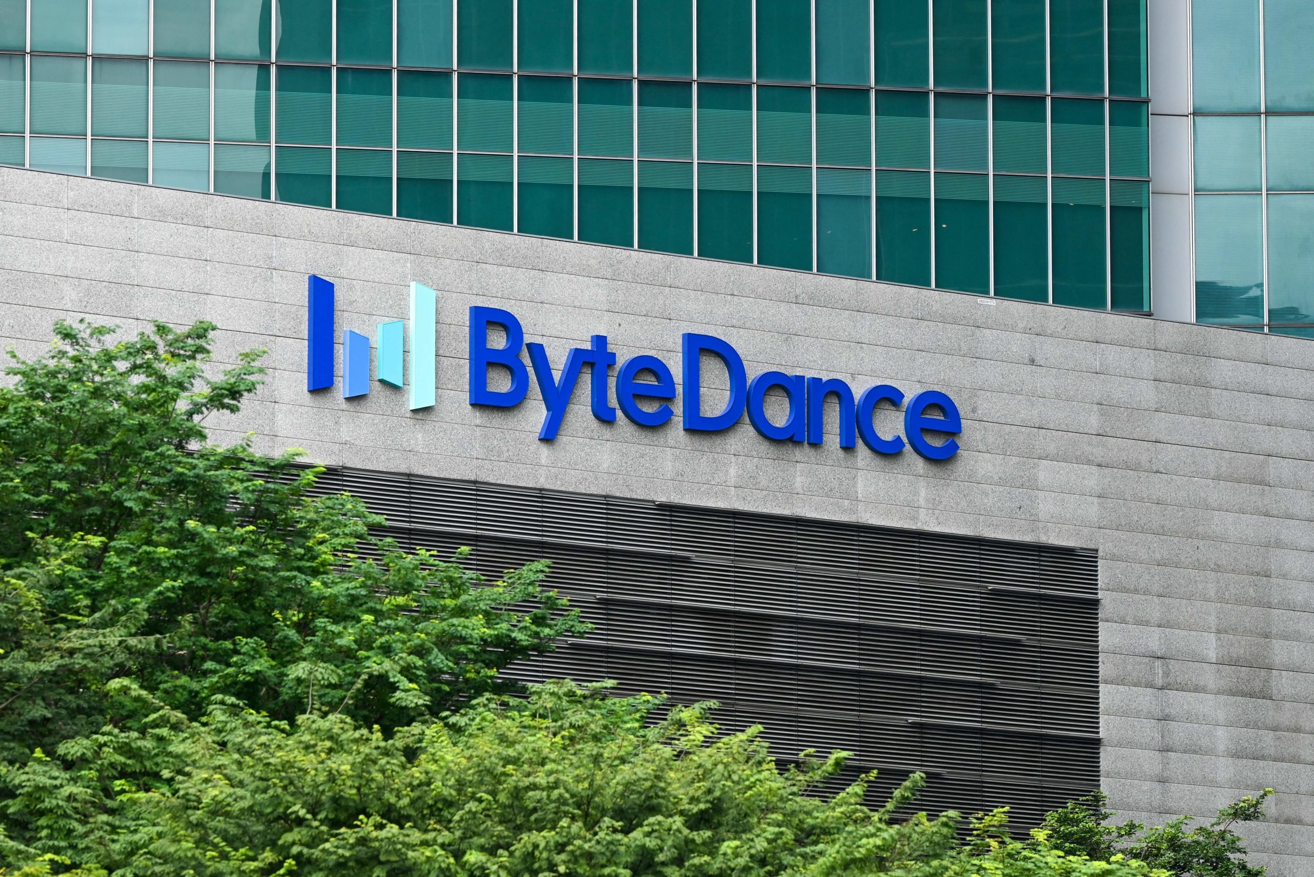 A logo of ByteDance is seen on the building of the company's office in Singapore on Sept. 7. ByteDance owns the popular video-sharing app TikTok.