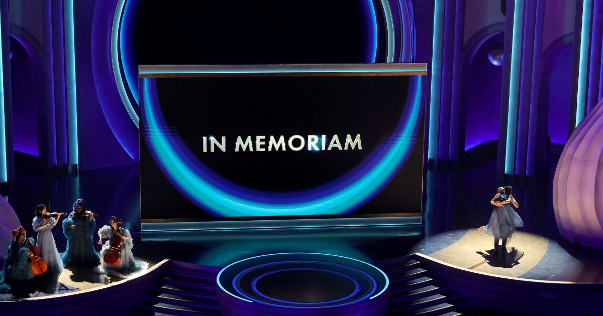 The In Memoriam is seen onstage during the 96th Annual Academy Awards in Hollywood, California, on Sunday. The In Memoriam video, with accompanying dancers, sparked major criticism on social media.