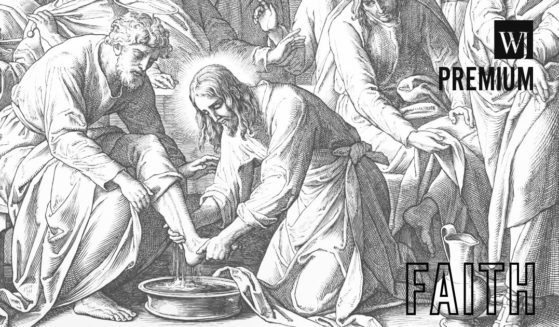 Jesus washes his disciples' feet in the above engraving by Julius Schnorr von Carolsfeld.