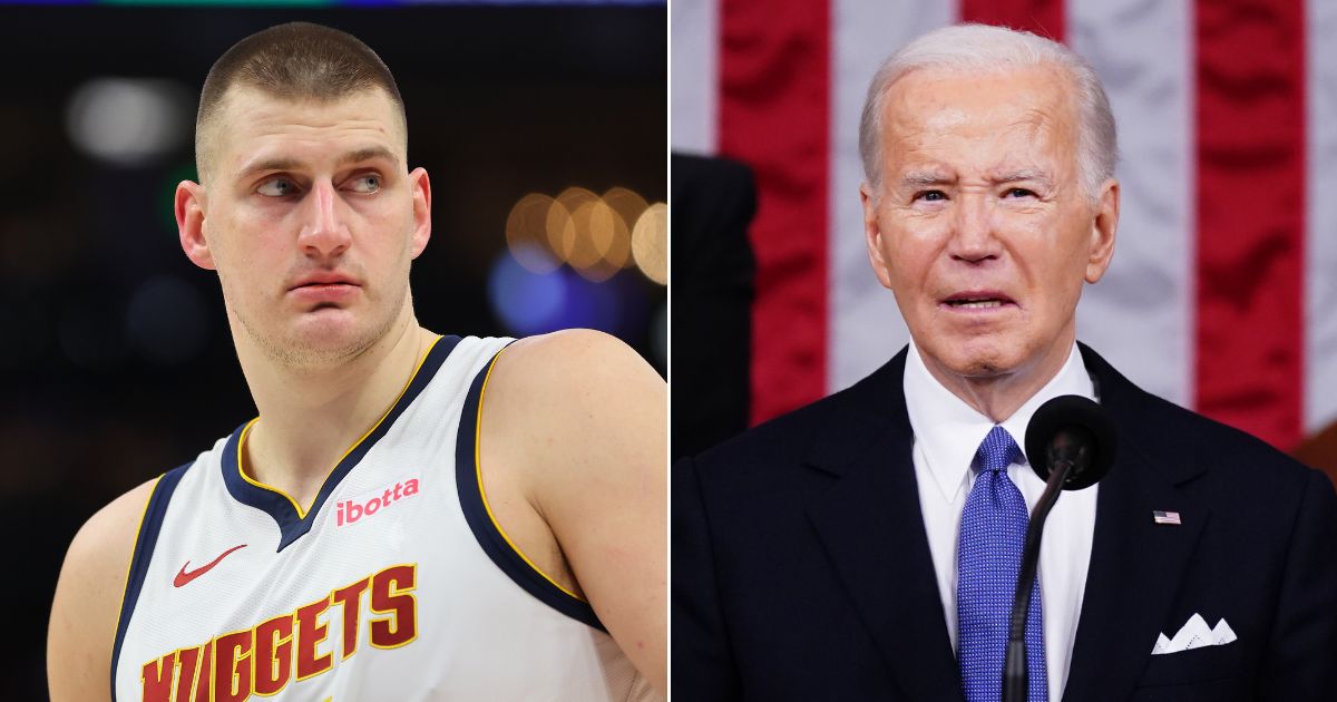 At left, Nikola Jokic of the Denver Nuggets waits for a free throw during a game against the Milwaukee Bucks at Fiserv Forum on Feb. 12. At right, President Joe Biden delivers the annual State of the Union address before a joint session of Congress in the House chamber at the Capitol on Thursday.