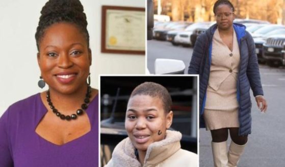 New York Judge Marva Brown, shown in left and right photos. and Amira Hunter, center, accused of assault.