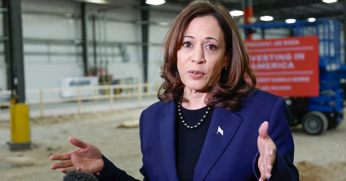 Vice President Kamala Harris, seen at an event Wednesday in Madison, Wisconsin, was evasive when asked whether she or President Joe Biden will accept former President Donald Trump's debate challenge.