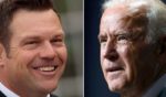 Kansas Attorney General Kris Kobach, left, and President Joe Biden. Kobach led a group of six states in filing a lawsuit against Biden's student loan forgiveness on Thursday.