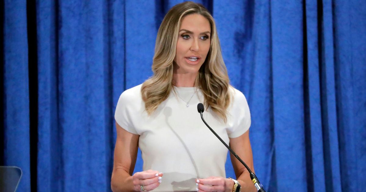 Lara Trump, the newly elected co-chair of the Republican National Committee, gives an address during the general session of the RNC Spring Meeting on March 8 in Houston.