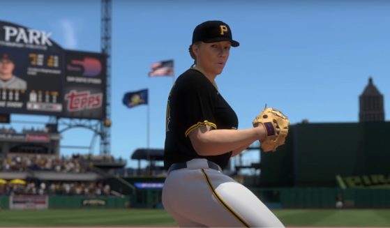An image of a female character in the new game mode for "MLB The Show 24" called "Road to the Show: Women Pave Their Way."