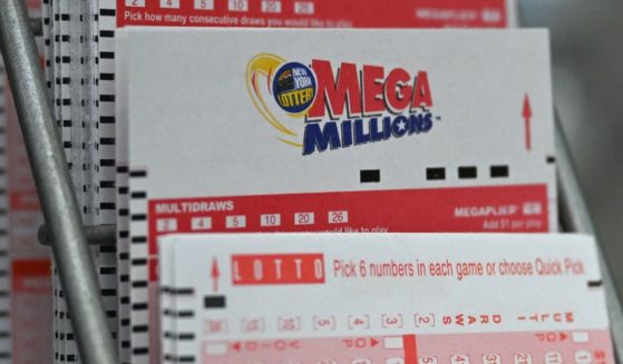 Lottery tickets for the Mega Millions jackpot are pictured at a store in New York on Aug. 8.