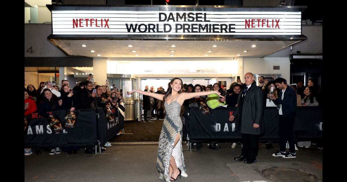 "Stranger Things" star Millie Bobbie Brown at the premiere for "Damsel" in New York City in 2024.