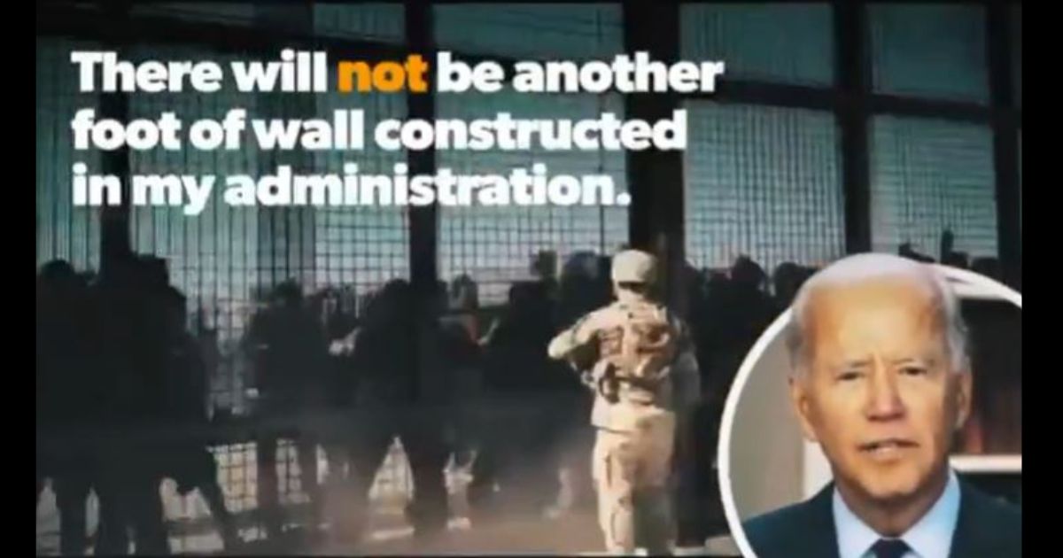 A screen shot of a 15-second ad former President Donald Trump has captioned “Biden’s Invasion.”