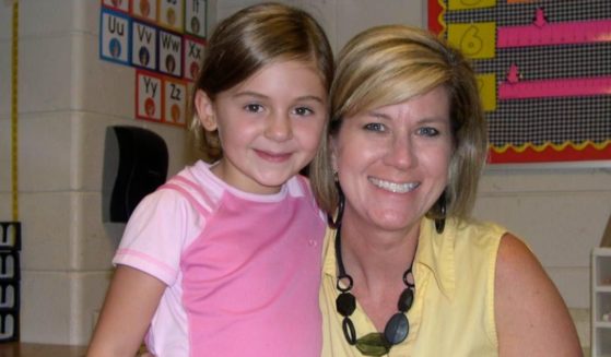 GinaAnn Carlton Riggs, right, posted a photo to Facebook of Laken Riley, left, taken when Riggs was her first grade teacher. She also shared a note that Riley had written when she was in her class.