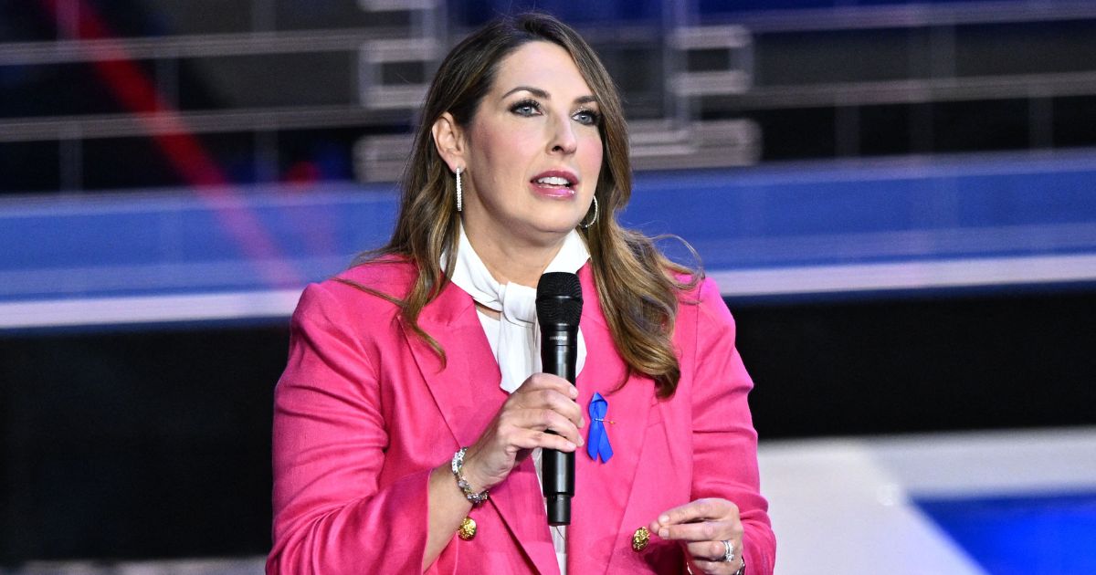 Ronna McDaniel, then chairwoman of the Republican National Committee, speaks ahead of the third GOP presidential primary debate at the Knight Concert Hall at the Adrienne Arsht Center for the Performing Arts in Miami on Nov. 8.