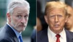 Late-night host Jon Stewart, left, had harsh words about Donald Trump's real estate transactions, but a news report indicates he benefitted from a similar situation with the sale of his own property.