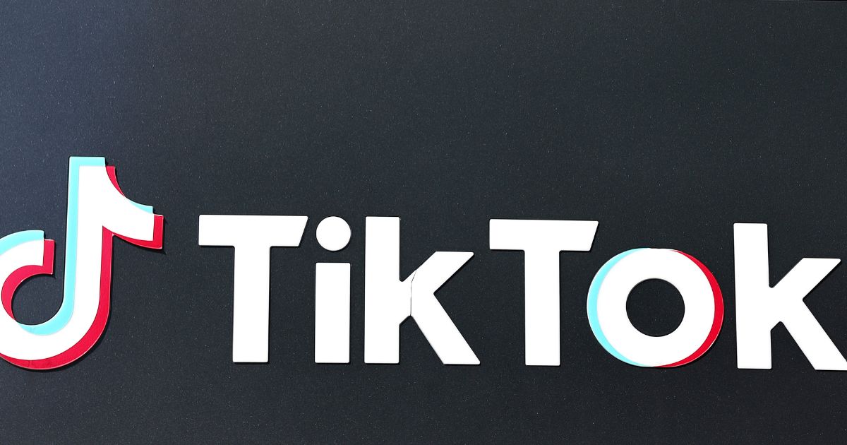 The TikTok logo is displayed outside TikTok offices in Culver City, California, on Tuesday.