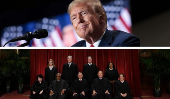 Republican presidential candidate and former President Donald Trump, and members of the U.S. Supreme Court.
