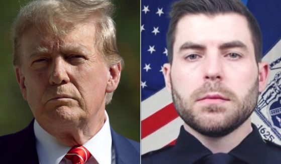 On Monday Officer Jonathan Diller, right, was killed in the line of duty in New York City. Former President Donald Trump, left, will be attending the wake on Thursday.