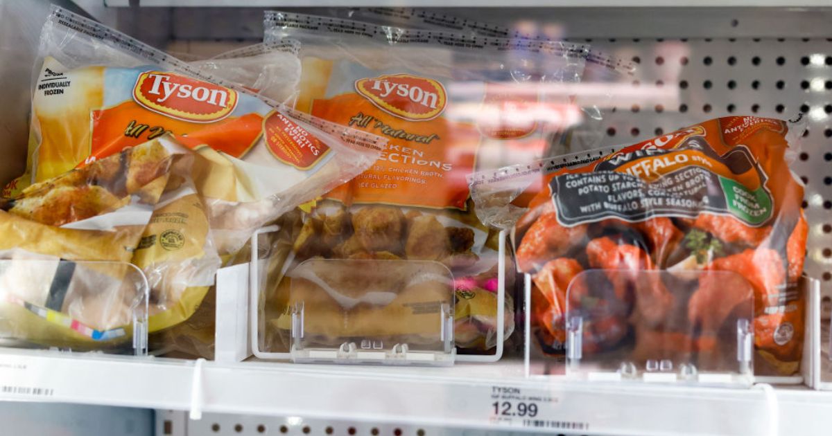 Tyson Foods frozen chicken products are shown in the refrigerated section of a Target in Washington, D.C.