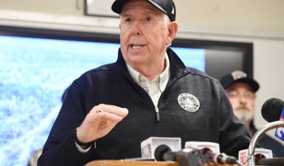 Missouri Gov. Mike Parson, shown during a weather-related press conference in Marble Hill last April, said Thursday on social media that he and his wife, Teresa, "are praying for the @IndepMoPolice officers involved and all who work to protect us."