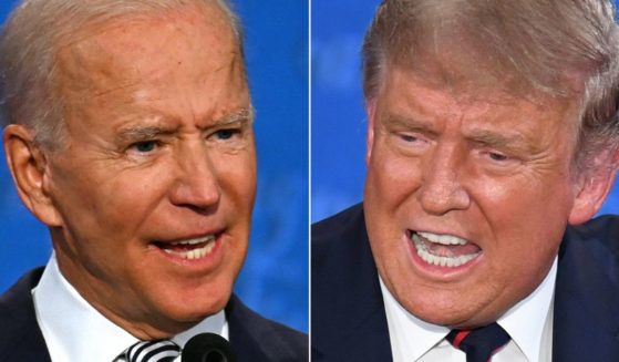 This combination of pictures created on Sept. 29, 2020, shows Democratic candidate Joe Biden and then-President Donald Trump speaking during a presidential debate in Cleveland.
