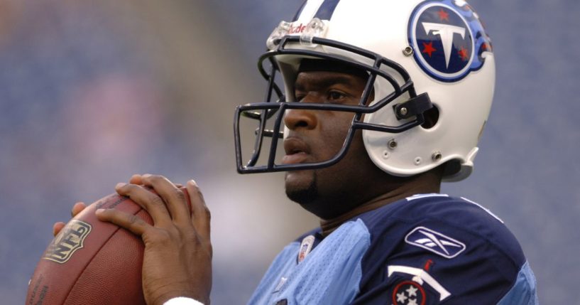 Vince Young is pictured during a game between the Tennessee Titans and the Atlanta Falcons in Nashville, Tennessee, on Aug. 26, 2006.