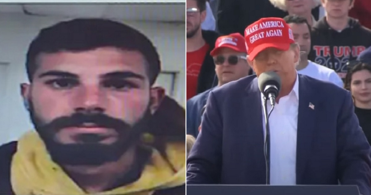 Basel Bassel Ebbadi, left, in a photo from a Border Patrol memo; former President Donald Trump, right.