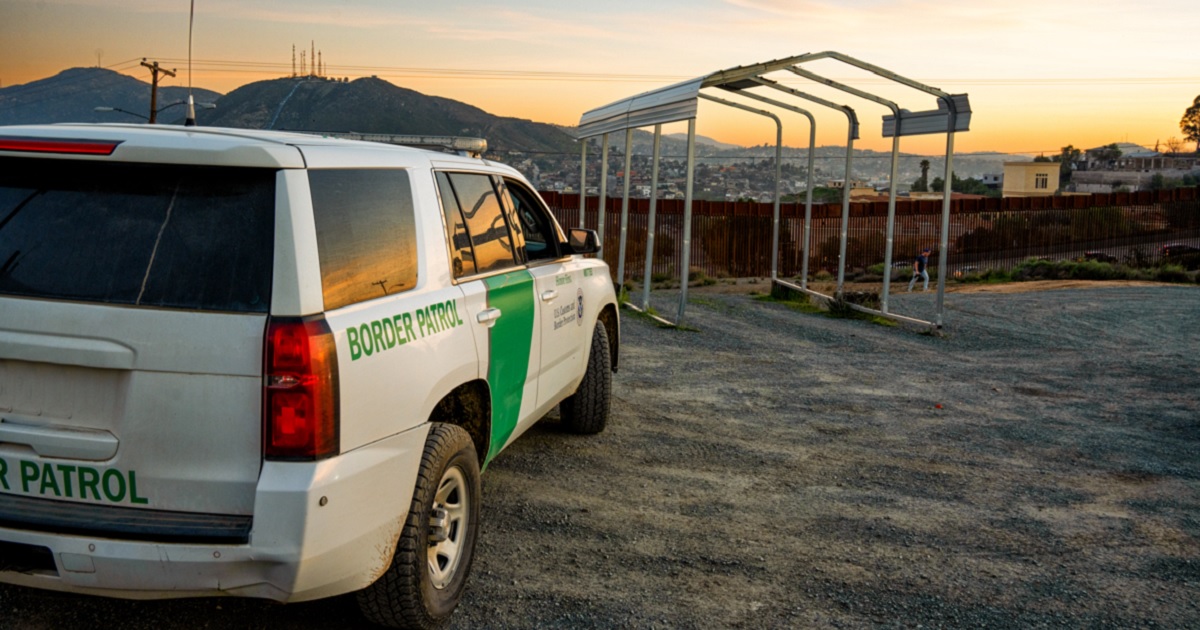 A Border Patrol vehicle parked near the border in Tecate, California.