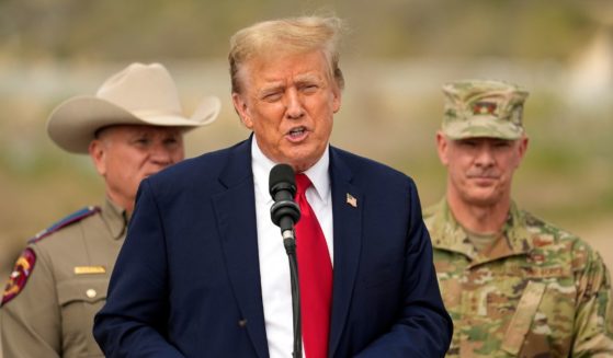 Donald Trump speaking at Shelby Park in Eagle Pass, Texas, during a visit to the U.S.-Mexico border
