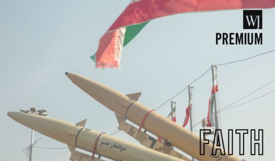 Missiles are displayed in Tehran, Iran, on Feb. 11.