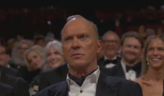 This Twitter screen shot shows actor Michael Keaton at the 2024 Oscars.