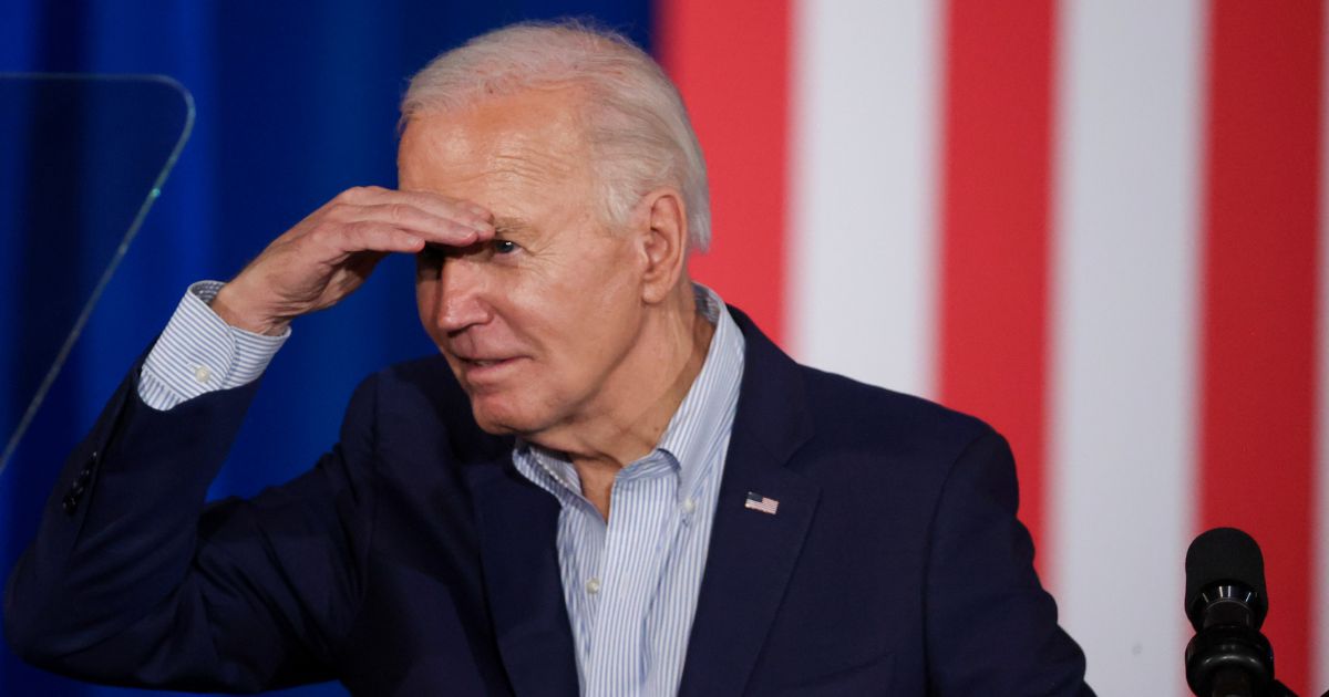 US President Joe Biden looks out at the crowd while speaking at Stupak Community Center on March 19, 2024 in Las Vegas, Nevada.