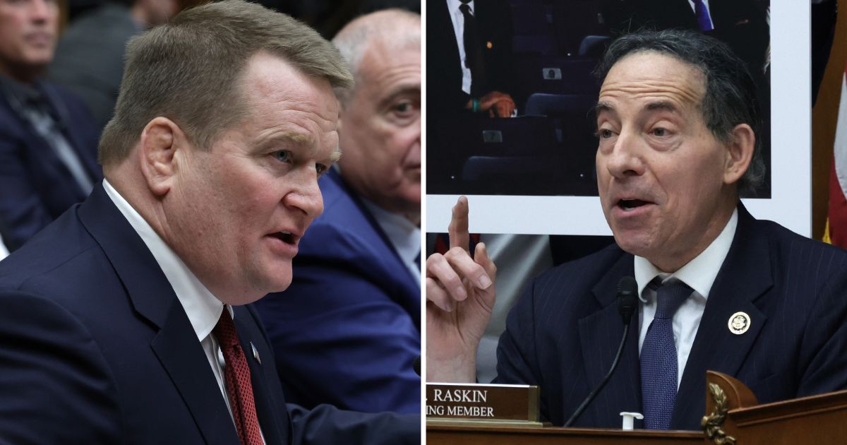Tony Bobulinski, left, speaks during a hearing of the House Oversight and Accountability Committee on Wednesday in Washington, D.C. Rep. Jamie Raskin speaks during the same hearing.