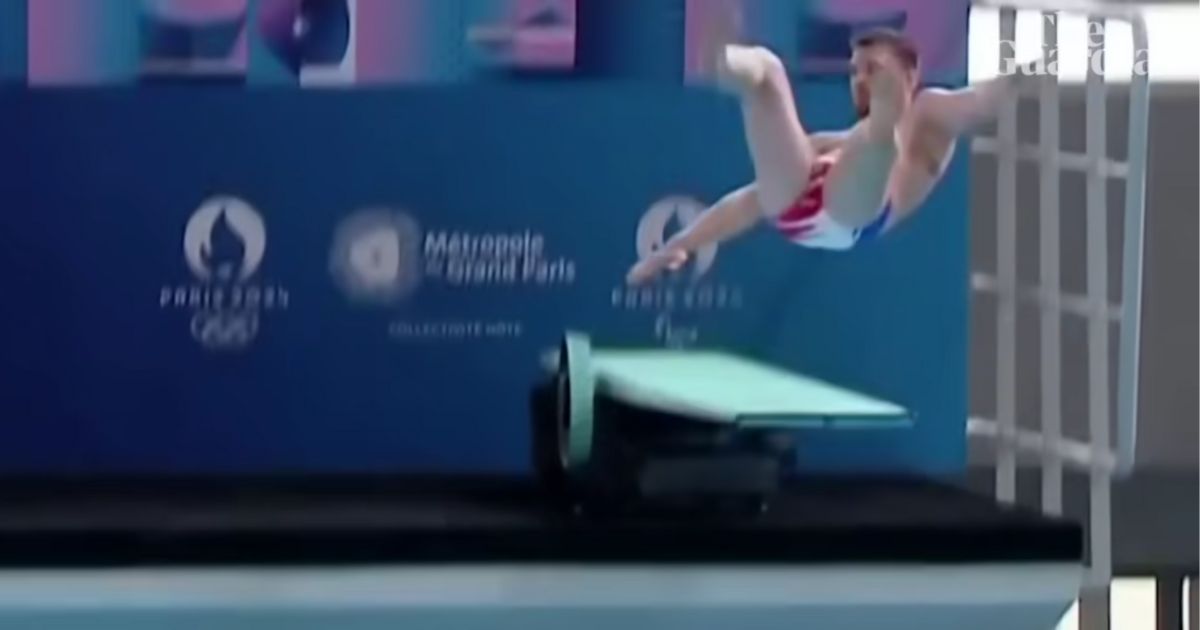 diver Alexis Jandard slipping on a diving board