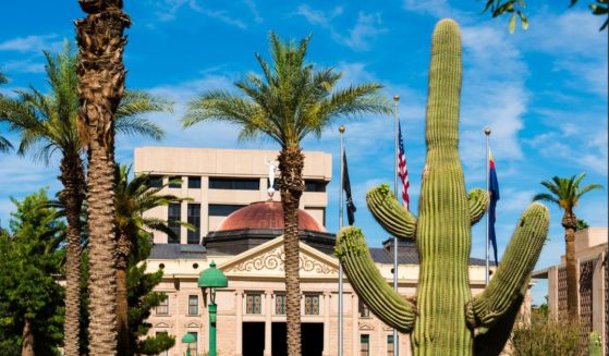 The copper-domed roof of Arizona's State Capitol Building is seen in Phoenix, Arizona, in a file photo dated July 2012