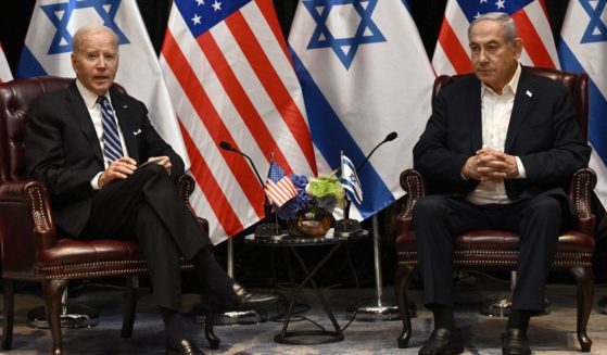 President Joe Biden meets with Israeli Prime Minister Benjamin Netanyahu in Tel Aviv on Oct. 18.