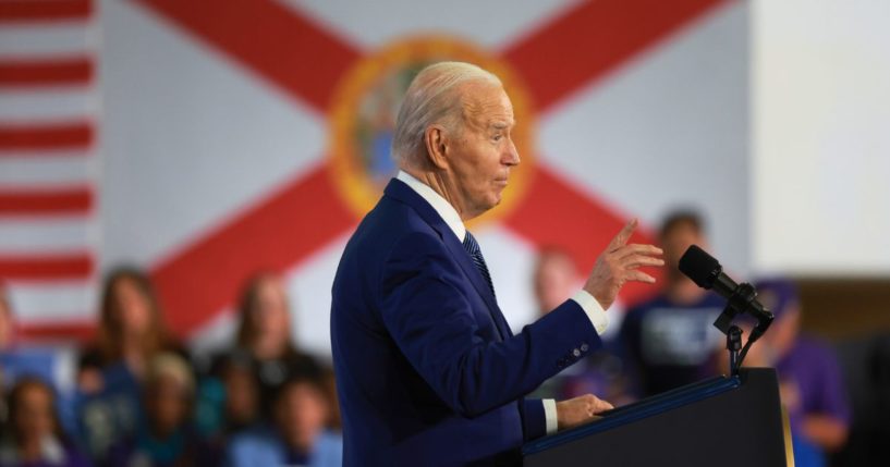 President Joe Biden speaks during a campaign stop at Hillsborough Community College’s Dale Mabry campus in Tampa, Florida, on Tuesday.