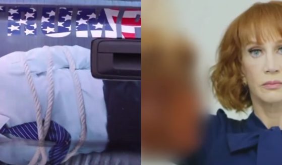 On Friday, Donald Trump posted a video of a truck with a decal of a kidnapped Joe Biden, left, onto his Truth Social account, sparking criticism from the left, but it can easily be compared to the 2017 Twitter post from comedian Kathy Griffin, in which she held up a replica severed head of then-President Donald Trump, right.