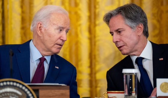 President Joe Biden, left, is seen speaking with Secretary of State Antony Blinken during a Thursday meeting with foreign dignitaries at the White House. Biden was called back to Washington, D.C., Saturday from his beach house in Delaware after reports that an attack on Israel by Iran is imminent.