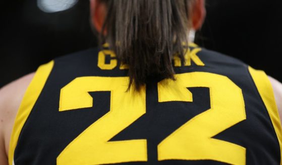 Caitlin Clark of the Iowa Hawkeyes plays in the second half during the 2024 NCAA Women's Basketball Tournament National Championship game against the South Carolina Gamecocks in Cleveland, Ohio, on Sunday.
