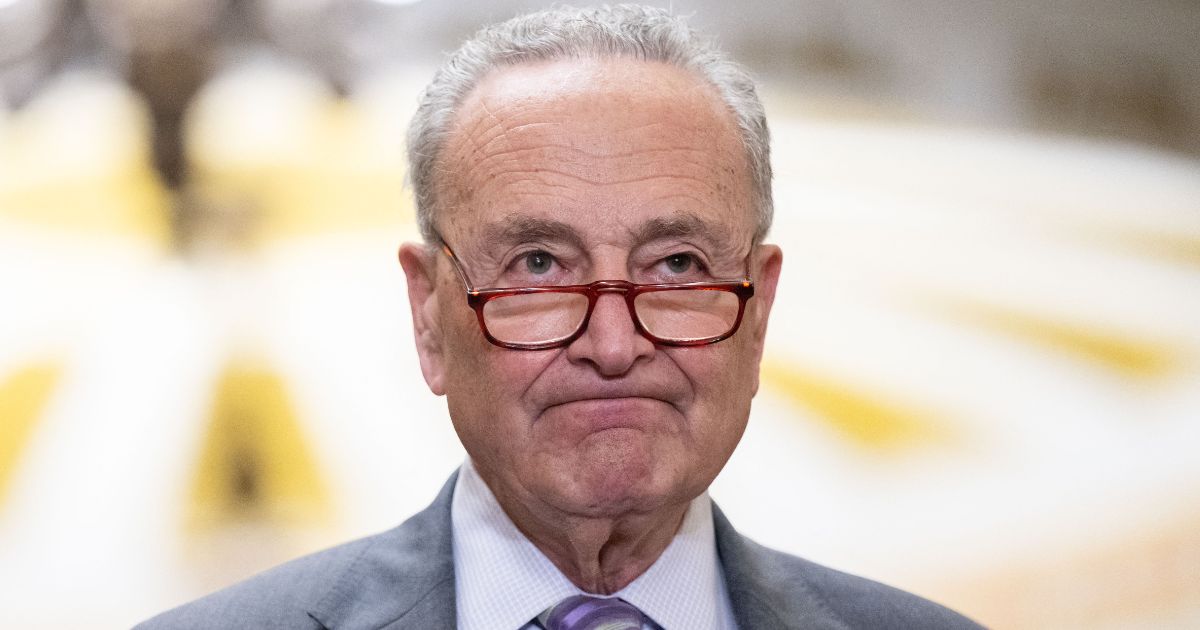 Senate Majority Leader Chuck Schumer waits to speak to the media following the weekly Senate party luncheons at the U.S. Capitol in Washington, D.C., on Tuesday.