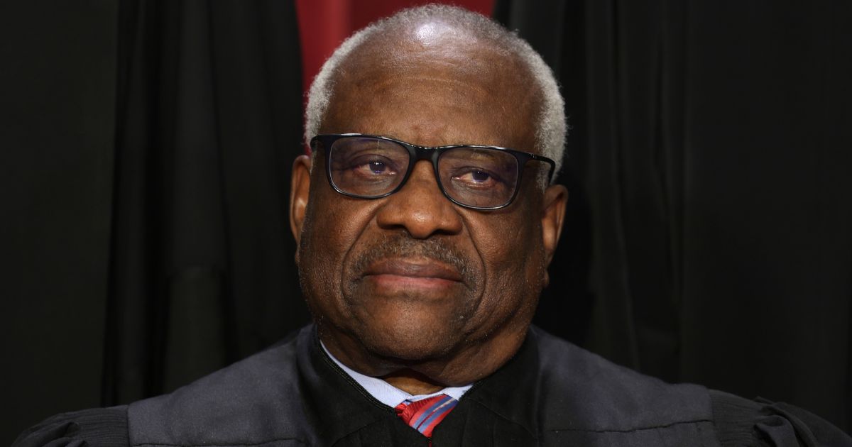 United States Supreme Court Associate Justice Clarence Thomas poses for an official portrait at the East Conference Room of the Supreme Court building in Washington, D.C., on Oct. 7, 2022.