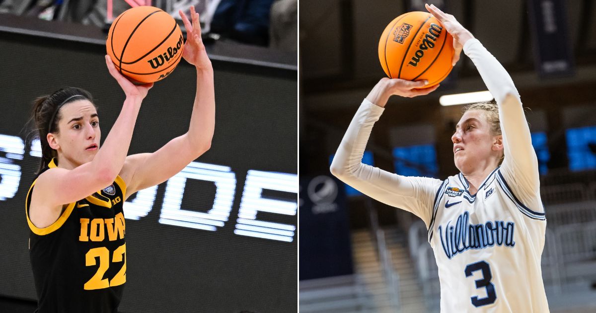 Villanova's Lucy Olsen, right, has announced she is transferring to Iowa as the team tries to cope with the loss of Caitlin Clark, who has moved on to the WNBA.