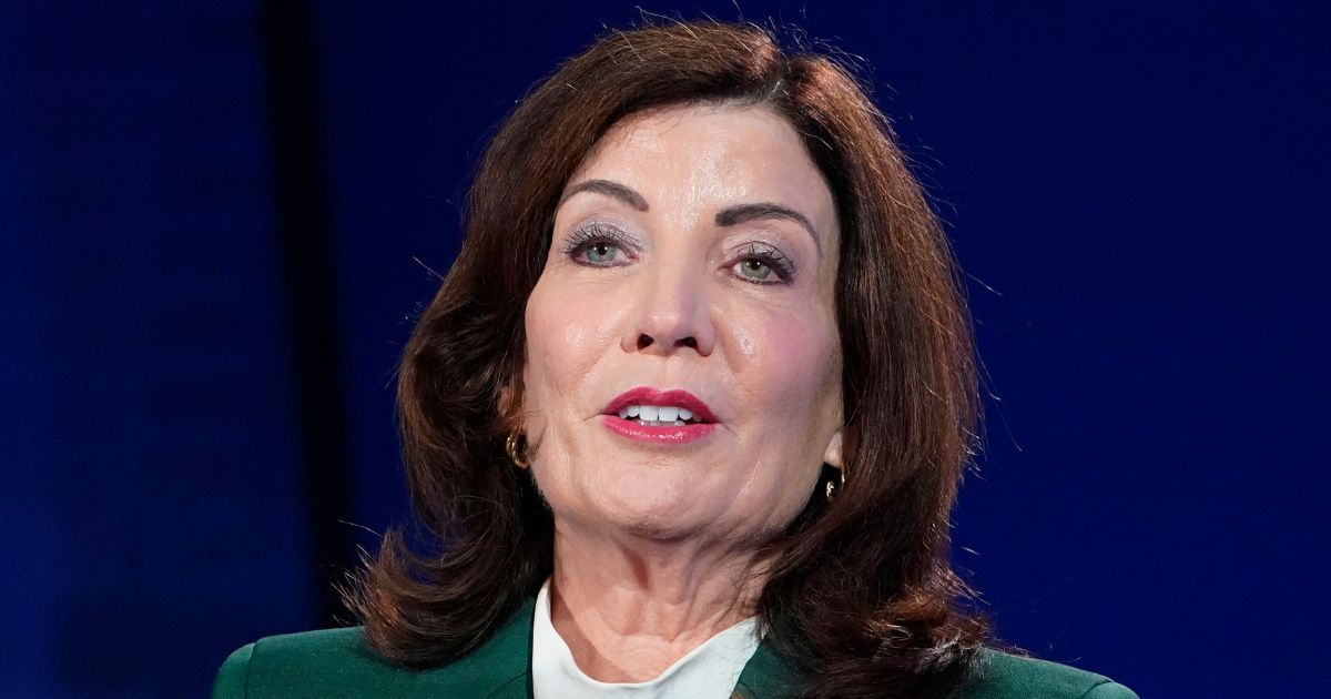 New York Gov. Kathy Hochul speaks onstage at the Concordia Summit at the Sheraton in New York on Sept. 19.