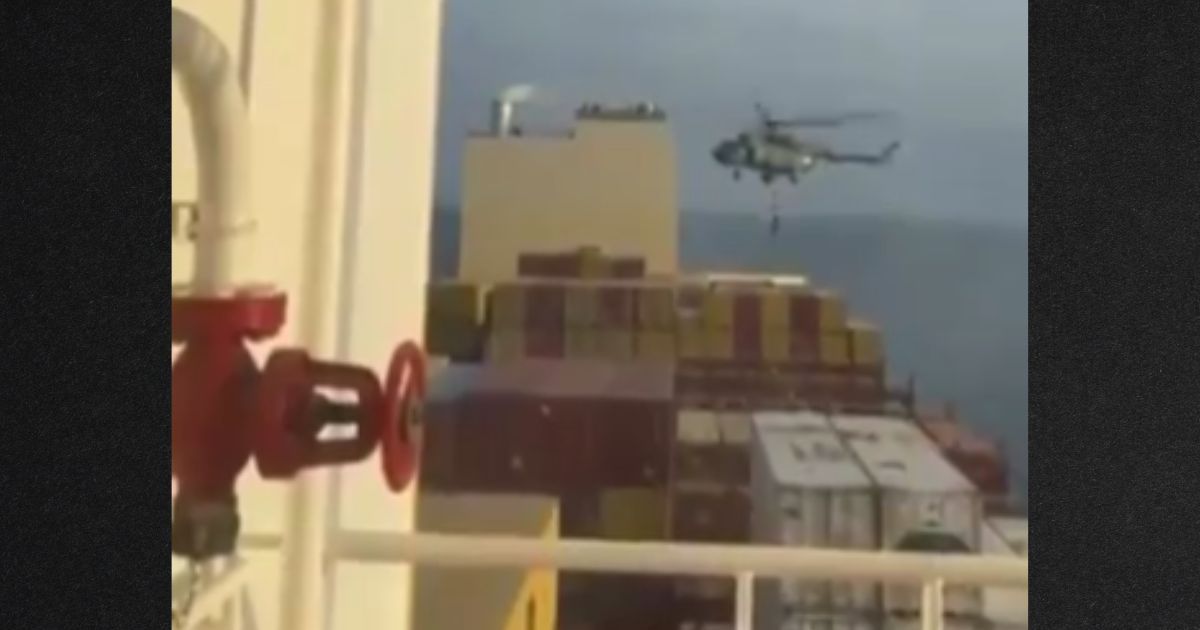 Video from on board the ship shows Iranian commandos roping down from a helicopter.