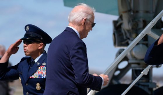 Joe Biden boarding Air Force One in Wisconsin