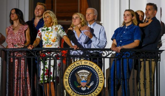 President Joe Biden and first lady Jill Biden watch Fourth of July fireworks with family members from the White House in Washington, D.C., on July 4, 2022.
