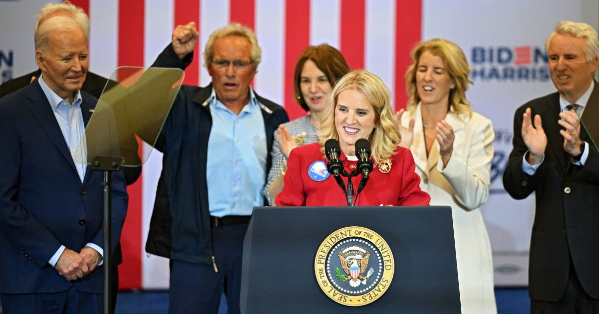 Kerry Kennedy speaks during a campaign event for President Joe Biden at Martin Luther King Recreation Center in Philadelphia recently.