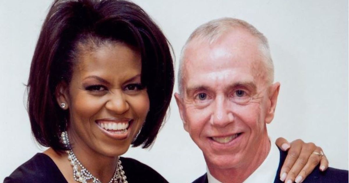 Former First Lady Michelle Obama (left) and Brent Sikkema, a high-profile art dealer who was killed in January.