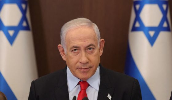 Israeli Prime Minister Benjamin Netanyahu attends the weekly Cabinet meeting at his office in Jerusalem on Sept. 27.