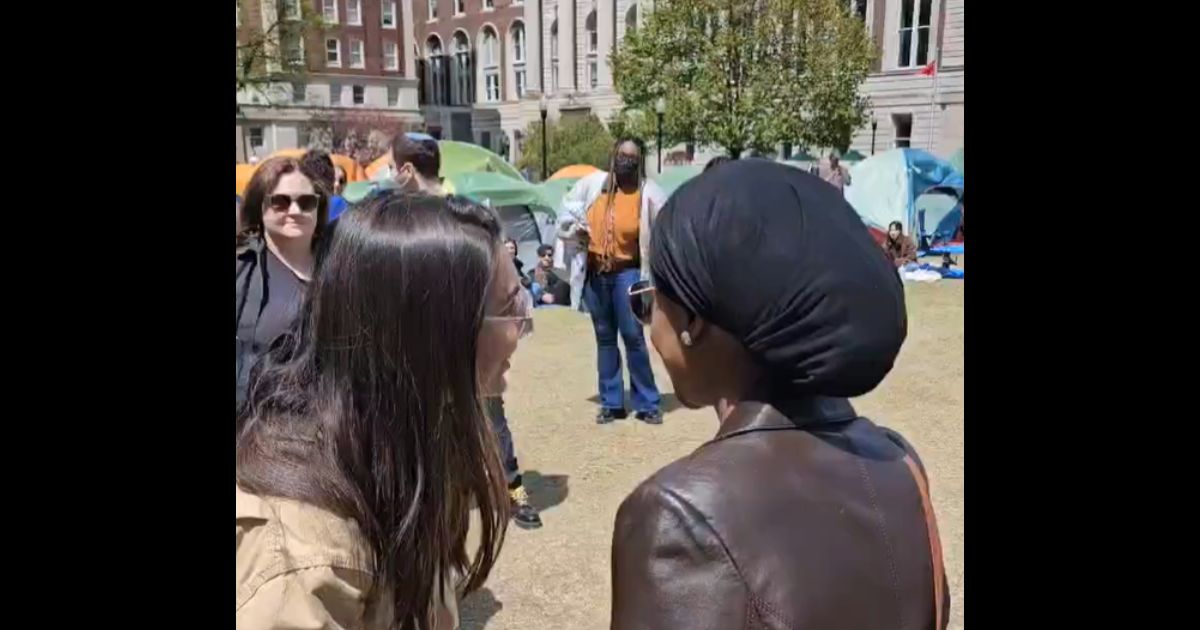 Rep. Ilhan Omar visits anti-Israel protesters at Columbia University in New York.