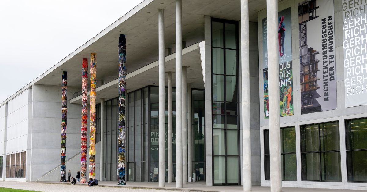 This picture shows a view of the installation from artist Victor Ehikhamenor at the Pinakothek der Moderne in Munich, Germany, on May 21, 2021.